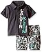 Calvin Klein Baby-Boys Jersey Polo Shirt and Camo Twill Shorts, Gray, 18 Months