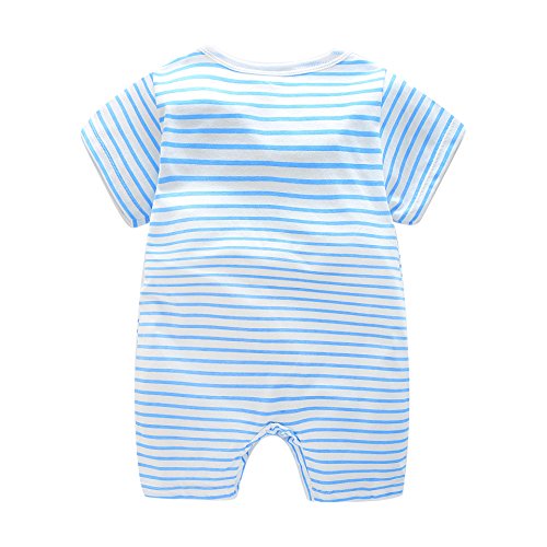 Infant Baby Boys Girls Summer Cute Short Sleeve Stripe Romper Bodysuit Shortall - Image 3