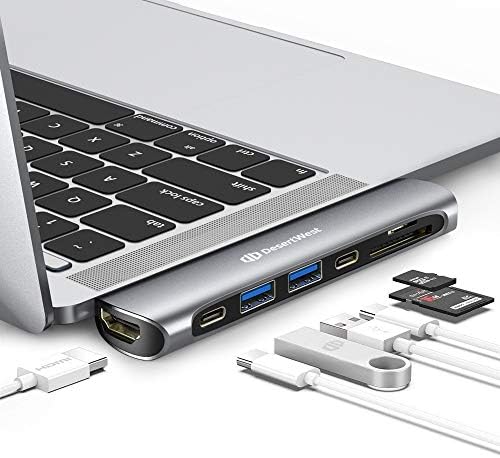 USB C Docking Station for MacBook Pro Adapter 4K HDMI Hub, 7 IN 1 Multiport Adapter USBC To USB with Thunderbolt 3, PD Charge, 2 USB Port, SD/TF Card Reader Only for Macbook Pro Air 2020/2019/2018