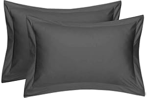 COTTON METRICS LINEN Cotton Metrics Heavy Quality Standard Pillow Shams Set of 2 Grey 600TC 100% Organic Cotton Grey Pillow Shams Standard Size 20X26 Decorative Pillow Cover with 2 Inch Flang