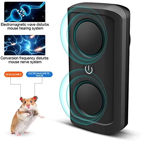 YEMEIMQA Ultrasonic Electromagnetic Plague Repellent for Home/Mice/Rats/Insects/Rodents/Insects/Electronic Repellent with Double Speakers,Black