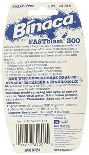 Binaca Fastblast Breath Spray Peppermint-0.5 fl. oz. (6 Pack)