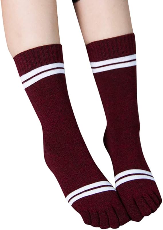 Women's Striping Toe Socks Cute Five Finger Cat Crew