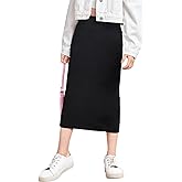 Milumia Girl's Casual High Waist Long Pencil Skirt Comfy Plain Straight Skirts