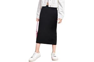 Milumia Girl's Casual High Waist Long Pencil Skirt Comfy Plain Straight Skirts