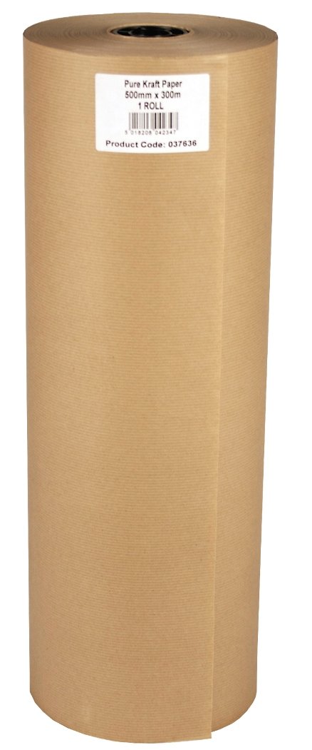 Ambassador Pure Kraft Paper Roll, 500mm Wide x 300m Long, 70gsm (Single Roll), Brown