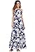 Ayliss Women's Halter Strap Maxi Dress Navy Blue with White Flower Elegant Dress,M