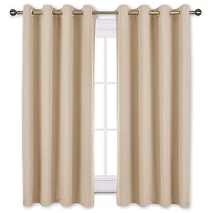 NICETOWN Bedroom Curtains Room Darkening Draperies - Biscotti Beige Room Darkening Drapes/Panels for Bedroom, Grommet Top 2-Pack, 52 x 63 Inch Long, Thermal Insulated, Privacy Assured