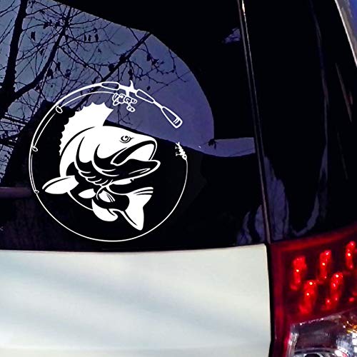 interjunzhan Fashion Auto Car Sticker Motorcycle Vehicle Decor Accessory for Fishing Rod Hobby Fish Vinyl White