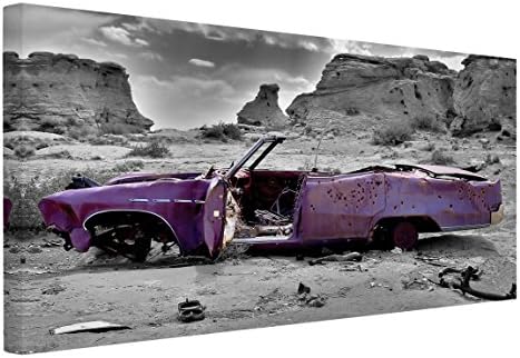 Bilderwelten Canvas Art - Pink Cadillac - Landscape Format 1:2 canvas pictures canvas wall art canvas print XXL canvas prints Dimension HxW: 60cm x 120cm