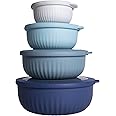 COOK WITH COLOR Prep Bowls - 8 Piece Nesting Plastic Meal Prep Bowl Set with Lids - Small Bowls Food Containers in Multiple S