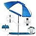 Titan 7 Foot Beach Umbrella with Sand Anchor | Tilting 2 Piece Design | Bundle Includes Cup Holder, 4 Prong Hanging Hook, Corkscrew Anchor, 2 Waterproof Phone Cases, and Carrying Bag