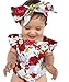 LOliSWan Newborn Kids Baby Girls Clothes Floral Outfits Set Lace Romper Suit Baby Headband (White, 3-6 Months)