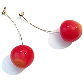 wsycoo Cherry Earrings Necklace for Women 3D Red Cherry Jewelry Cute Fruit Dangle Earrings Funny Fruit Necklace Unique Christmas Gifts Trendy Jewelry for Women 2025