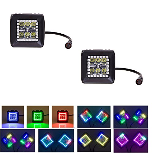 Nicoko 18w Offroad led light Led work light with Chasing RGB halo ring for 10 Solid Color Changing with Strobe Flashing over 72 Modes Spotlights IP68 waterproof 1 year warranty