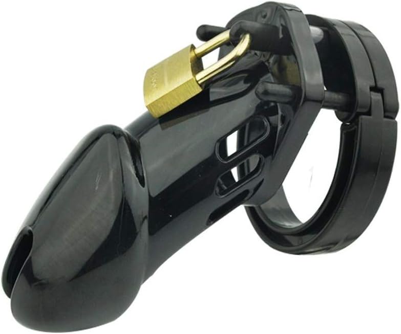 Black Long Plastic Male Device Cage Lock Male Belt for Men with Box t-Shirt-LB