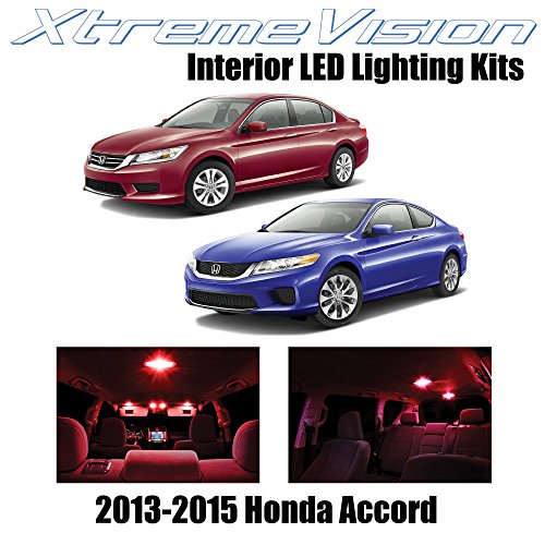 XtremeVision Honda Accord 2013-2015 (8 Pieces) Red Premium Interior LED Kit Package + Installation Tool