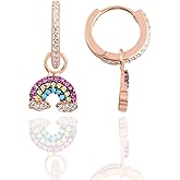 Sterling Silver Rainbow Hoop Earrings for Women | Colorful Stone Design | Fun and Playful Jewelry Gift