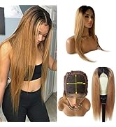 Pre Plucked 4x4 Lace Front Closure Wigs 2 Tones Brazilian Virgin Human Hair Wig 1b Strawberry Blo...