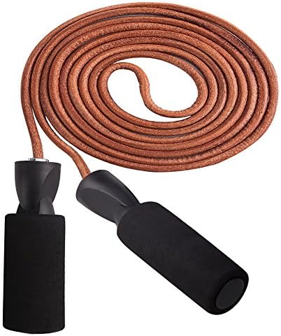 Jump Rope - Skipping Rope for Workout and Speed Skip Training, Premium Quality Adjustable Leather Jump Ropes - 9.4 Feet Best for Boxing, Outdoor, MMA &amp; Fitness Exercise.
