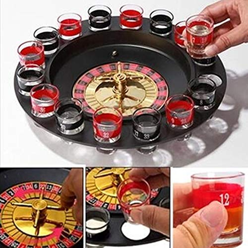 Roulette Drinking Game with 16 Shot Glasses Set for Party Amusement, Night Entertainment, Reunions, Birthday Bashes, Holidays, Novelty Toy, Party Favor - Thumbnail 2