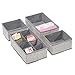mDesign Soft Fabric Dresser Drawer and Closet Storage Organizer for Kids/Toddler Room, Nursery, Playroom, Bedroom - Textured Print - Organizing Bins in 3 Sizes - Set of 4 - Gray