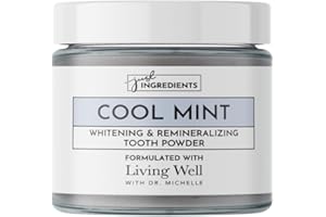 Living Well with Dr. Michelle- Remineralizing & Whitening Tooth Powder Cool Mint-Contains hydroxyapatite, Strengthen, Protect, and Rebuild Teeth and Improve Your Health