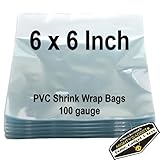 200 pcs Quality Shrink Wrap Bags 6 x 6 inch for Bath Bombs, DIY Crafts, Handmade Soaps by Mighty Gadget (R) - 100 Gauge Thickness