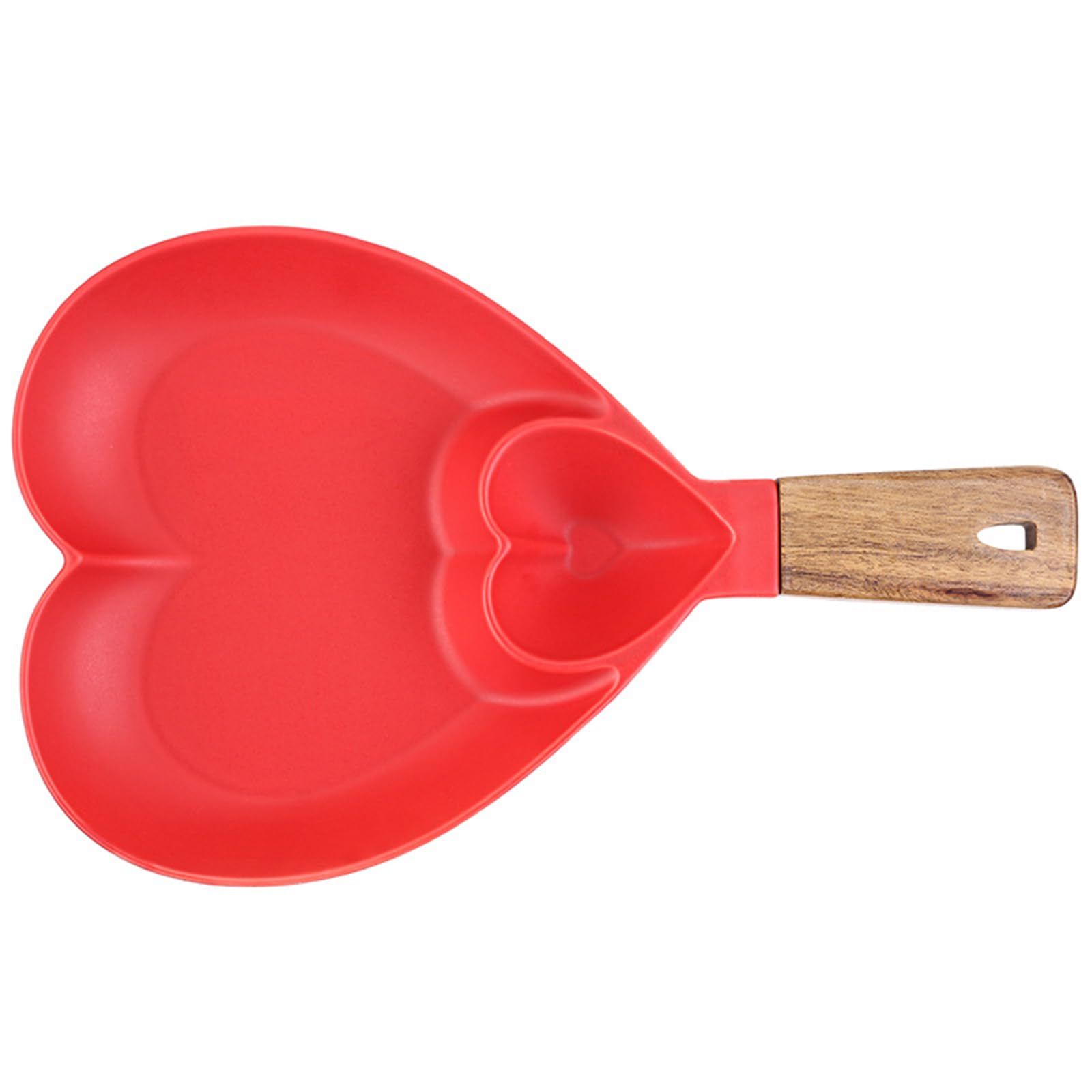 soulnioi Heart Shape Chip and Dip Bowl,Chip and Dip Platter Tray with Wooden Handle,Nacho Tray Dip Dishes,Reusable Party Serving Trays and Platters,for Salads,Breakfast,Burger Plate Red
