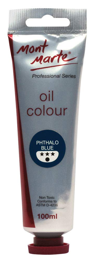 MONT MARTE Premium Oil Paint, 100ml (3.4oz), Phthalo Blue, Good Coverage, Excellent Tinting Strength