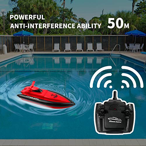ERollDeep RC Boat Remote Control Boats for Kids,2.4GHz High Speed Remote Control Racing Boat for Pools Lakes Outdoor-Red(Only Works in Water)