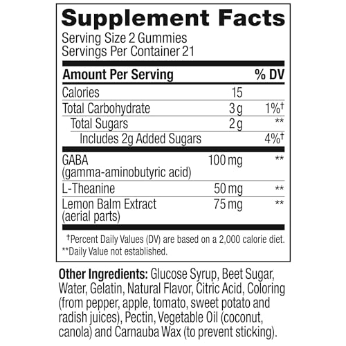 OLLY GOODBYE STRESS GUMMY, GABA, L-THEANINE, LEMON BALM, STRESS RELIEF SUPPLEMENT, BERRY – 42 COUNT