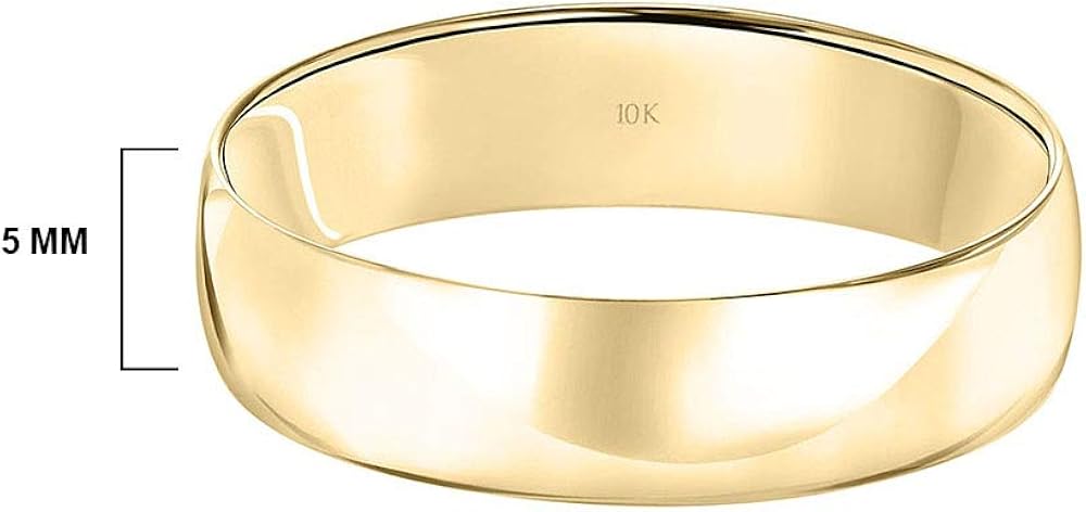 Men’s or Women's 10K Yellow or White Gold 5MM Classic Plain Simple Wedding Band by Brilliant Expressions | 