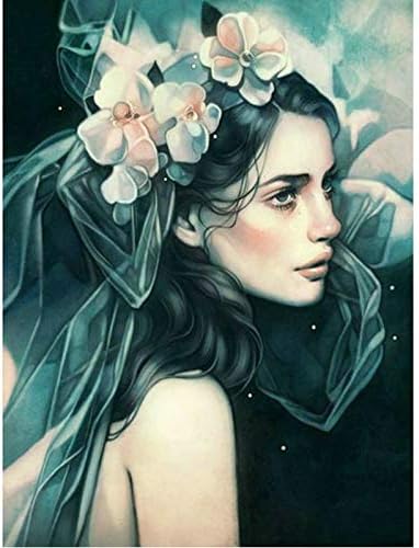 Paint-by-Number Kits for Adults - Flowers Lady - Includes Brushes, Paints and Numbered Canvas - 16x20 Inch - Great for kids and adults,without Frame