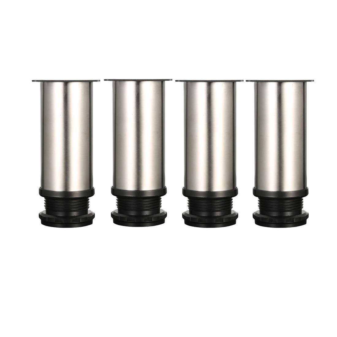 Drenky 4 Pcs Adjustable Legs 120mm Height Cabinet Legs Table Legs Furniture Legs, Brushed Stainless Steel Adjustable Height 0-15mm Come with Stainless Steel Screws