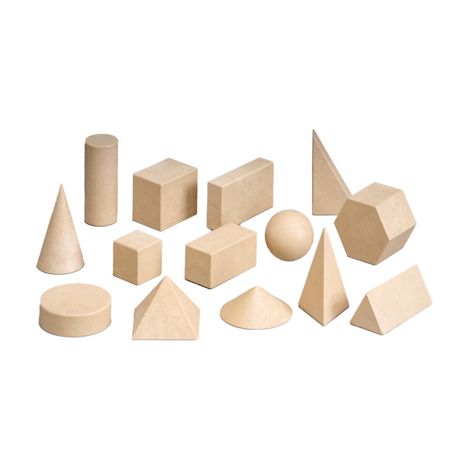 WISSNER active learning Geometrical Shape Set, 14 Different Shapes made Out of RE-Wood In Cardboard Box