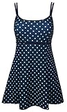 DANIFY Women's One Piece Polka Dot Swimdress Cover Up Swimsuit Plus Size Modest Swimwear Lake Dot IT56/US22
