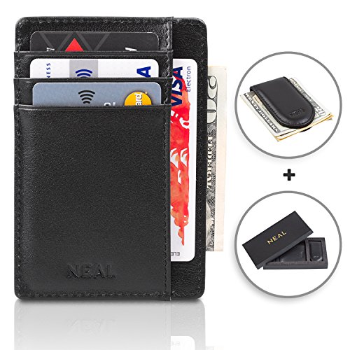 Neal front pocket wallet with rfid protection + money c…