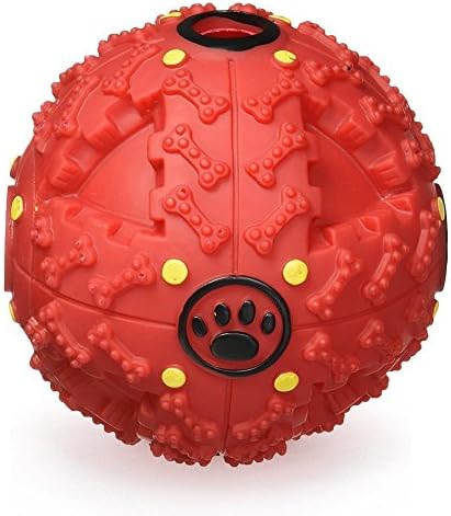 Pet Dog Toy Ball,IQ Treat Food Dispensing Maze Ball Molar Cleaning Tooth Pet Exercise Game Ball with Training/ Playing/ Chewing for Cat Puppy (M, Red)