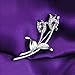 Glamorousky Elegant Flower Brooch with Silver and Purple Austrian Element Crystals