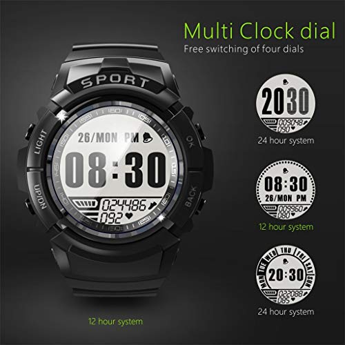 Men IP68 Waterproof Smartwatch, S816 Heart Rate Monitor Blood Pressure Sleep Monitoring Bluetooth Wristband Fitness Tracker Smart Watch Sport Bracelet for Android iOS - Chartsea (Black)
