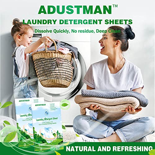 ADUSTMAN Laundry Detergent Sheets (Strips) Liquidless 62 Loads Fresh