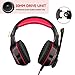 Gaming Headset for PS4 Xbox One PC, Over Ear Headphones, Noise Cancelling Mic, Stereo Bass Surround, LED Lights, Soft Memory Earmuffs for Laptop Mac-Black