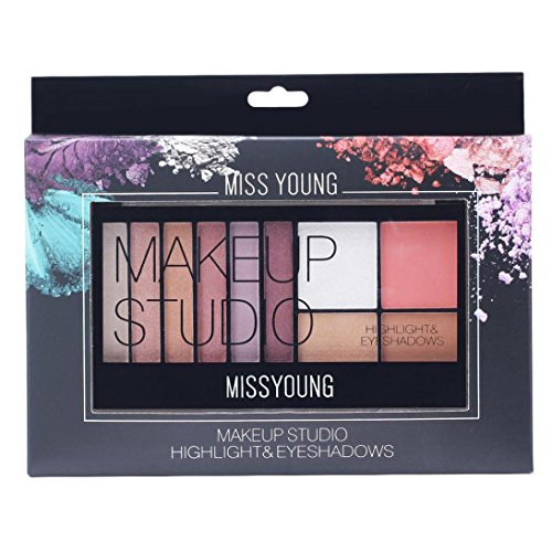Fheaven (TM) Shine Eyeshadow Textured Palette Matte and Shimmer Colors Brightening Pearl Eye Shadow Primer and Highlighter (B)