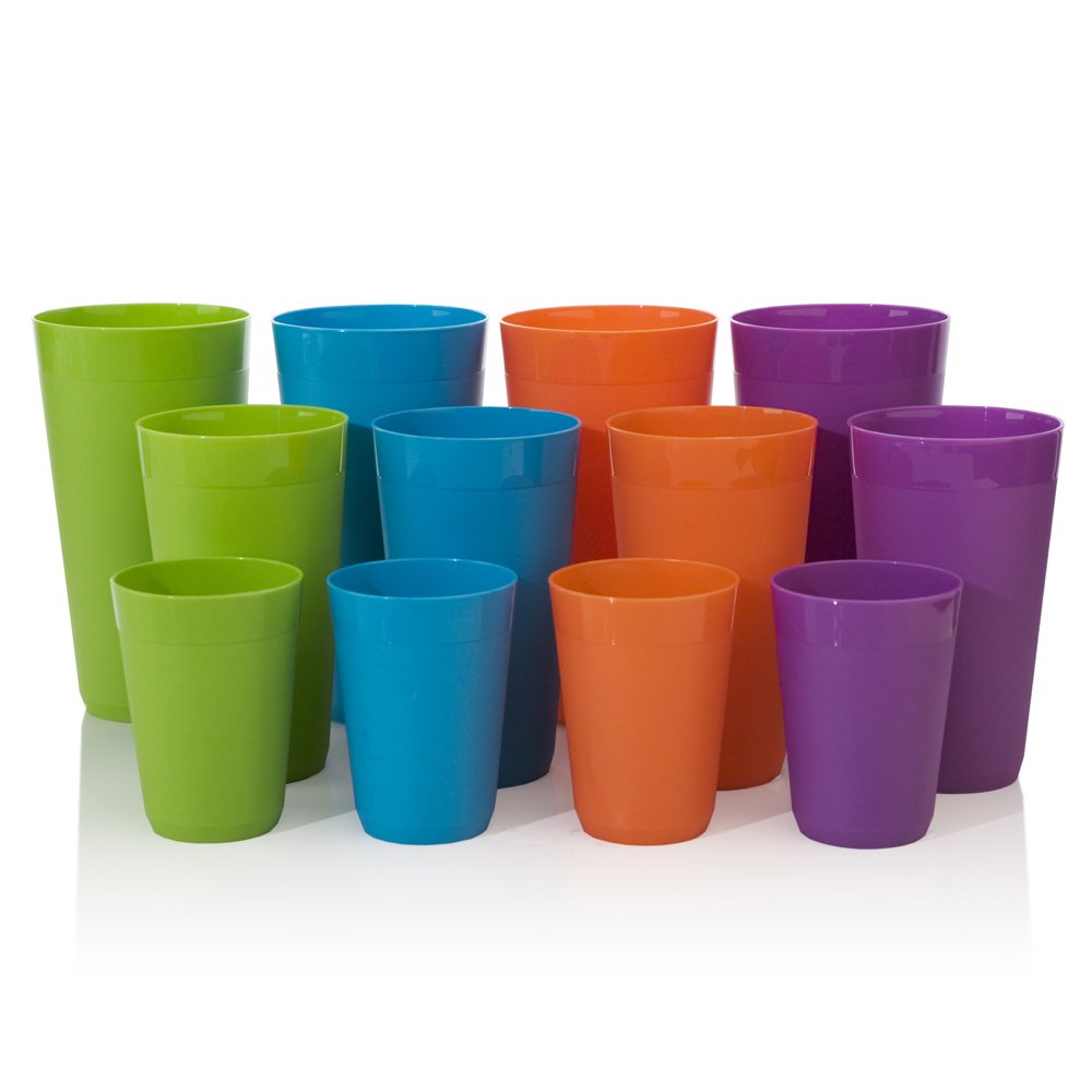 Tumblers Plastic Cup Value Pack Sturdy Unbreakable Stackable Drink 12