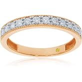 Lab Grown Diamond Band | 1/10 - 1 1/2 CTW 10K White, Yellow or Rose Gold | Vintage Inspired Womens Wedding, Promise &amp; Anniversary Ring | Certified GH Color VS SI Clarity by Gemmologist