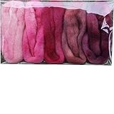 Needle Felting Roving Fiber for Felting Spinning Weaving Dryer Balls Soap Making and Embellishments. Color Sampler Pack of BFL Wool Hand Dyed in USA by Living Dreams. Pinks