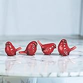 ICE ARMOR Hand Painted 2-PC 5.25" H Red Bird Figurine Statue Sculpture Ornament Decoration Home/Room Decor Ideas for Housewarming, Holidays and Birthdays Great Collectible