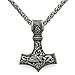 GuoShuang Odin Thor's Mjolnir Pendant Viking Necklaces Pendants Jewelry Scandinavian Clear Details Silver Chain