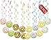 30PCS Donut Hanging Swirl Decoration Kit - Donut Theme Birthday Banner Garland for Donut Grow Up Birthday Baby Shower Party Supplies